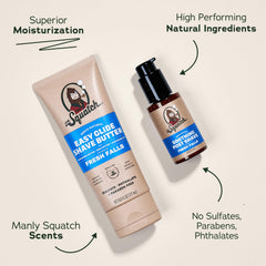 Dr. Squatch close-up of shave butter texture highlighting smooth glide benefits