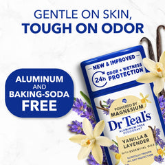 Dr Teal's deodorant in hand demonstrating easy daily application and coverage