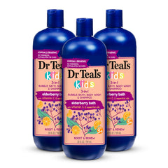 Dr Teal's front packaging showing elderberry bottle and benefit