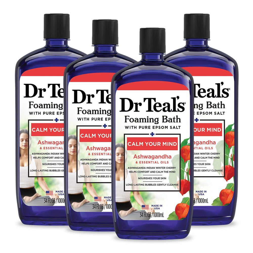 Dr Teal's front packaging showing bottle and calming benefits