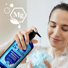 Dr Teal's pump close-up demonstrating easy dispensing and mess-free bathroom convenience