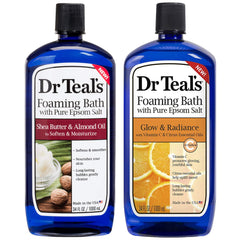 Dr Teal's shea butter and almond oil bottle showing hydrating benefits