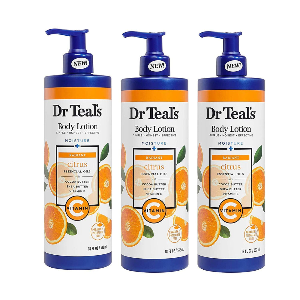 Dr Teal's front bottle packaging showing label and citrus scent benefit
