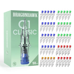 Dragonhawk front packaging showing 50-piece cartridge assortment and value