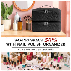 DreamGenius top layer with adjustable dividers holding a mini nail lamp and tools
