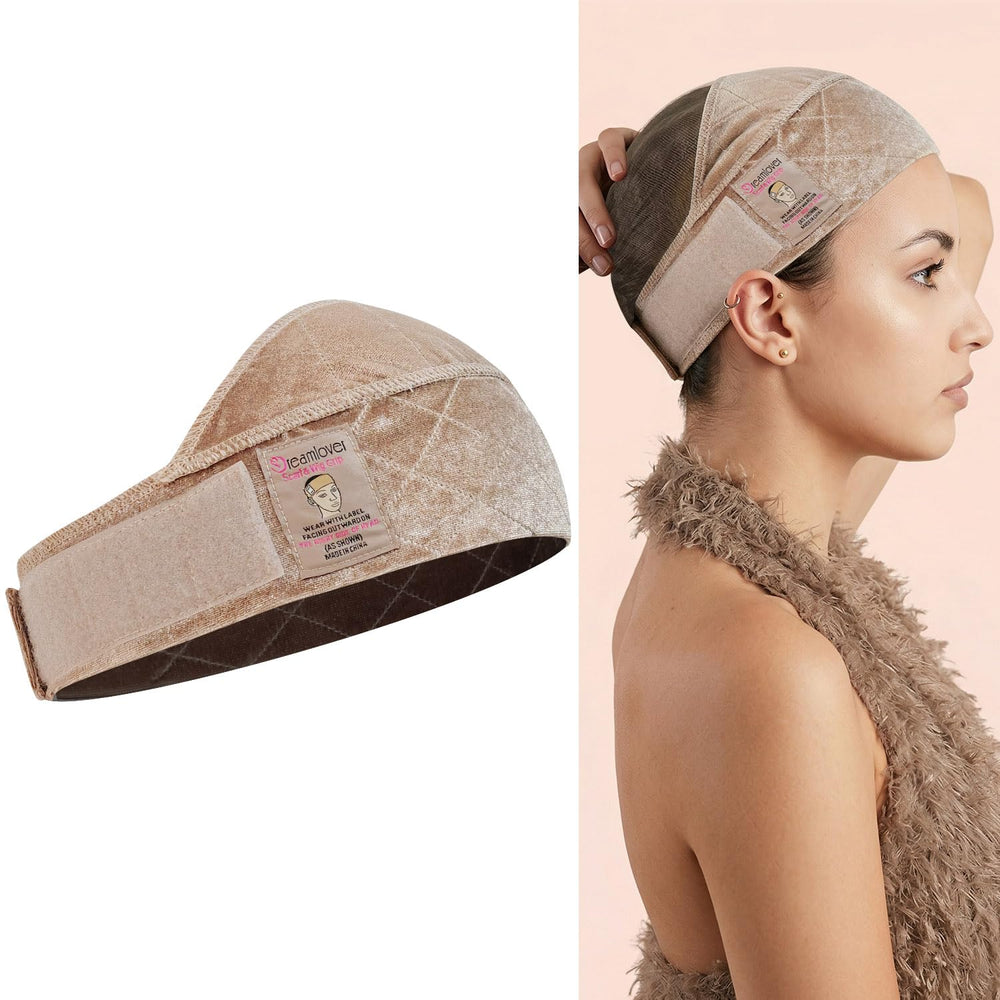 Dreamlover front view of tan wig grip band showing discreet appearance and secure hold
