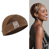 Dreamlover front view brown wig grip cap securing a wig comfortably