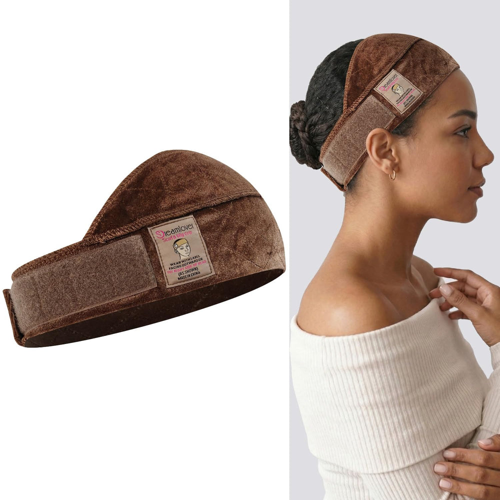 Dreamlover brown wig grip front view showing full-length coverage and secure hold