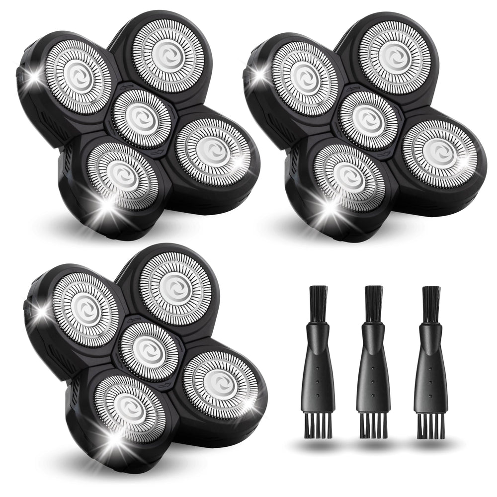 DREBIG front view of three replacement heads showing neat packaging and ready-to-install convenience