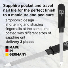 Drei Schwerter metal nail file stored in hard protective case for hygienic travel