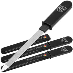 Drei Schwerter front view of three-file set showing compact packaging and portability