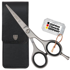 Drei Schwerter front view of scissors and case showing compact protection
