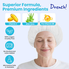 Drench! Medical close-up of cap texture and gentle shampoo foam for easy cleansing