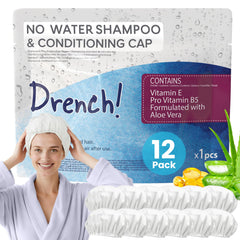 Drench! Medical front packaging showing 12 disposable no-rinse caps and benefits