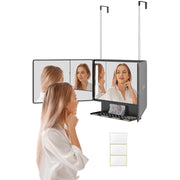 Dripex front view showing built-in shelf and trifold mirror, keeps tools organized