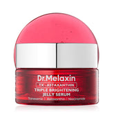 Dr.Melaxin front packaging showing TX astaxanthin triple jelly serum for bright, even skin