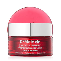 Dr.Melaxin front packaging showing TX astaxanthin triple jelly serum for bright, even skin