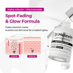 Dr.Melaxin serum texture spread on skin demonstrating lightweight absorption