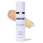 DRMTLGY front bottle shot showing matte tinted moisturizer packaging and benefits