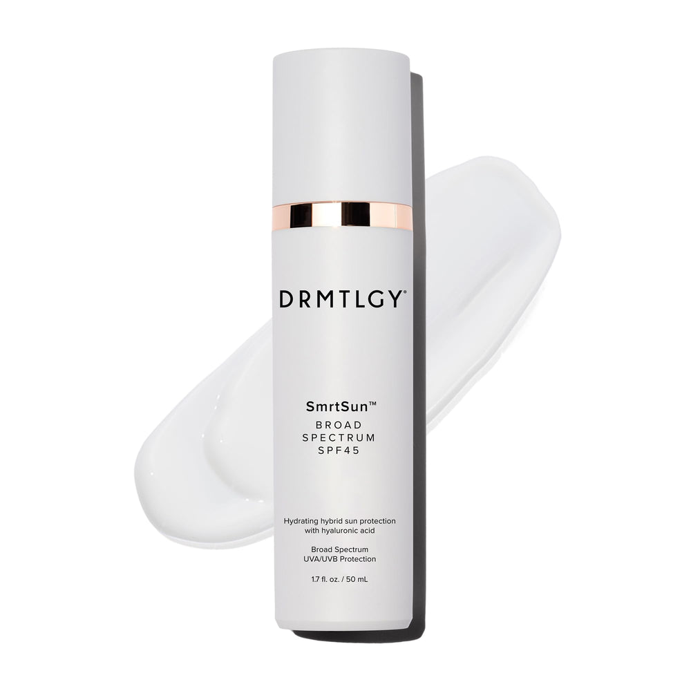 DRMTLGY SmrtSun front packaging showing SPF 45 protection benefit