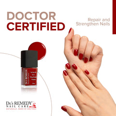 Dr.'s Remedy RESCUE Red brush stroke illustrating smooth application and glossy finish