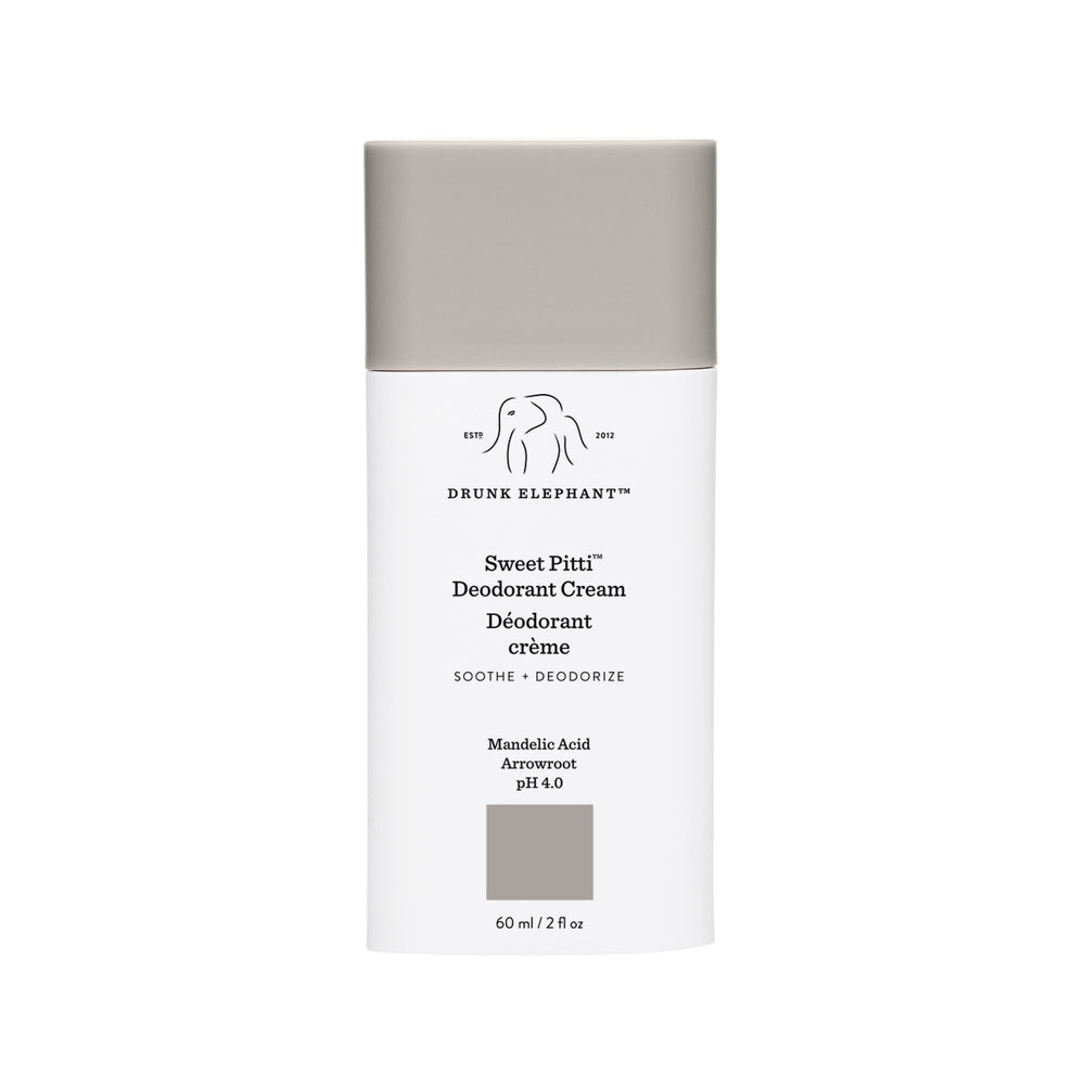 Drunk Elephant jar front view showing clean packaging and benefit of gentle odor control
