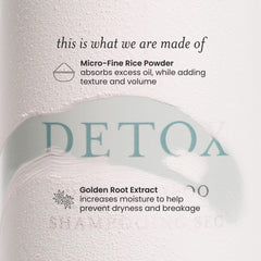 Hand holding Drybar Detox 1.4 oz to show compact travel scale