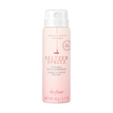 Drybar front packaging of Seltzer Spritz showing compact bottle and label benefits