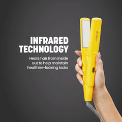 Drybar iron in hand styling hair for quick one-pass straightening benefit