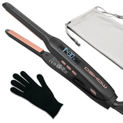 DSHOW front view of mini flat iron showing compact form and travel-ready design