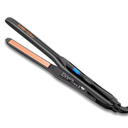 DSHOW mini flat iron front view showing compact design and benefit of precision styling