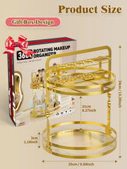 DUANFEE two-tier shelves stocked with skincare and perfume for easy reach