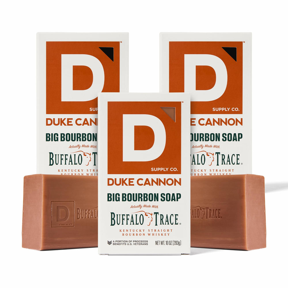 Duke Cannon front packaging showing American Bourbon scent and bold branding