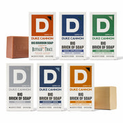 Duke Cannon front packaging showcasing six bars and bold branding benefits clarity