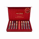 Dumont Nitro front packaging showing all eight 10ml travel sprays for easy sampling
