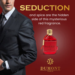 Dumont Nitro Red mist spray in use demonstrating easy application and lasting projection