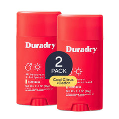Duradry front packaging showing brand and 2-pack for easy identification and convenience