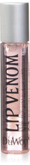 DuWop Lip Venom glass tube front view showing glossy pink finish benefit fullness