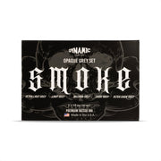 Dynamic Color front view of five smoke set bottles showing neat packaging and brand reliability
