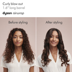 Dyson Airwrap barrel in use on long hair creating loose bouncy curls with volume