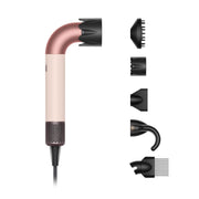 Dyson Supersonic r front view showing ceramic pink finish and powerful airflow benefit