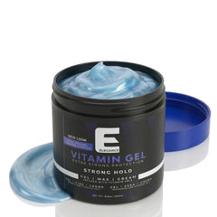 E Elegance jar open revealing gel texture and nourishing vitamins