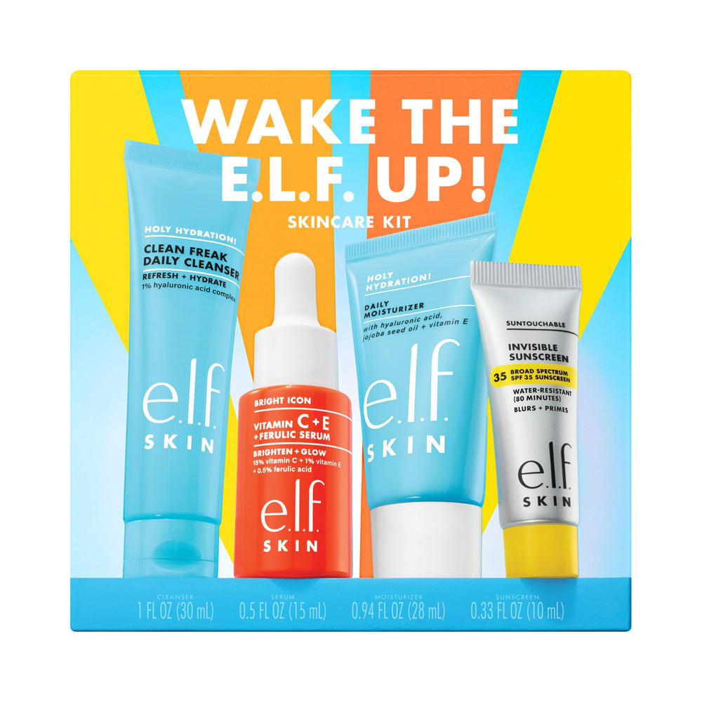 e.l.f. SKIN kit front packaging showing all four minis and benefits