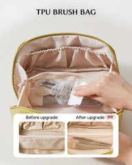 EACHY close-up of clear TPU brush compartment protecting brushes and keeping them visible benefit
