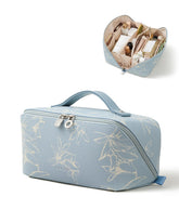 EACHY front view blue floral bag showing elegant look and roomy storage