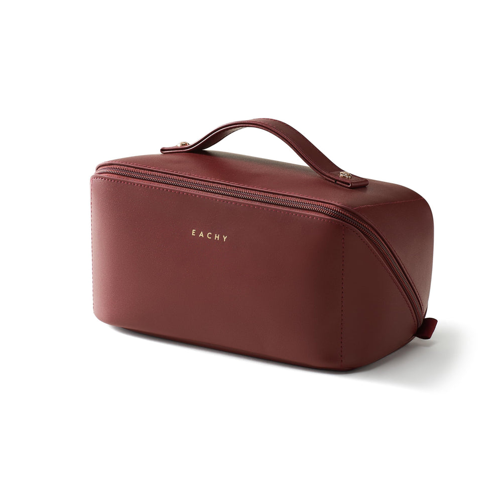 EACHY red bag front view showing zipper and water-resistant benefit