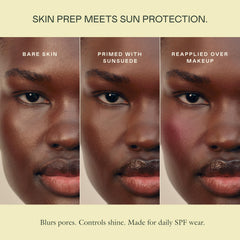 EADEM application on cheek demonstrating blurring and matte effect