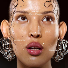 EADEM mini travel face mist in hand demonstrates portability and easy application