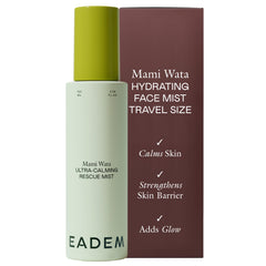 EADEM front packaging of ultra calming face mist shows compact travel bottle and benefits
