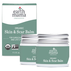 Earth Mama front packaging showing organic skin and scar balm benefits